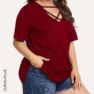Plus Criss Cross Neck Tee